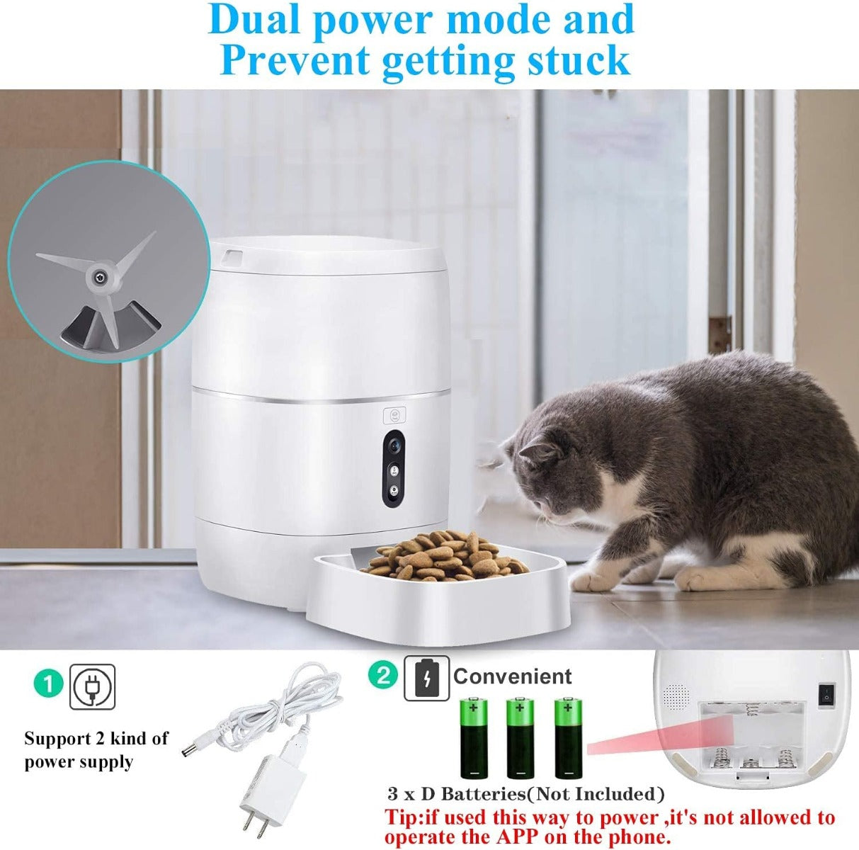 LeeKooLuu Automatic Cat Feeders 2.4G WiFi, HD 1080P Video Camera, Timer Bowl & APP Control