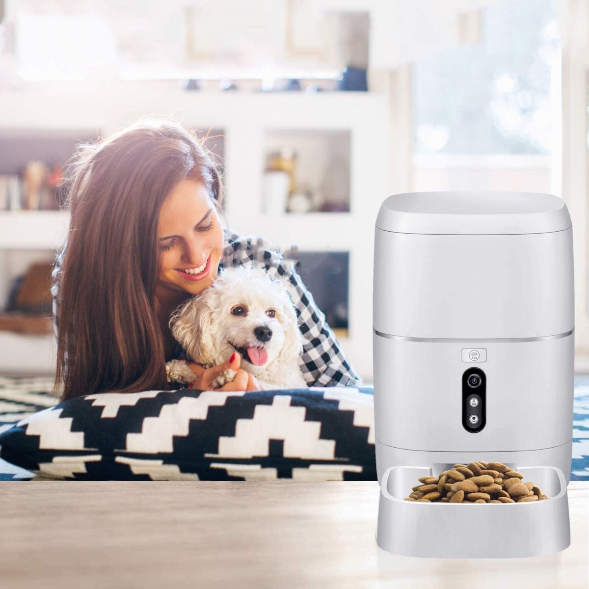 LeeKooLuu Automatic Cat Feeders 2.4G WiFi, HD 1080P Video Camera, Timer Bowl & APP Control