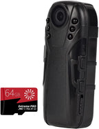 Lenofocus Body Camera Security Cam 1080P 64GB Memory Card Portable