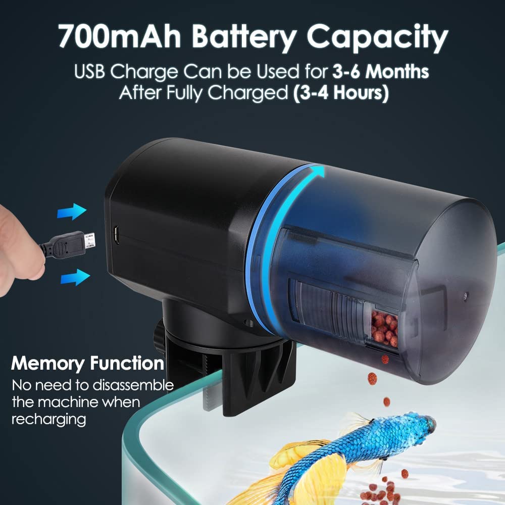 Lukovee Automatic Fish Feeder with Food Dispenser 200ML