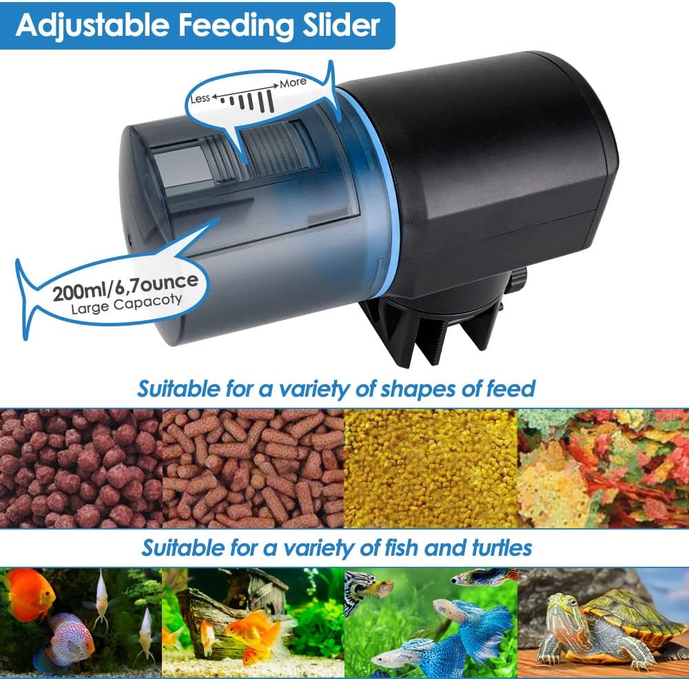 Lukovee Automatic Fish Feeder with Food Dispenser 200ML