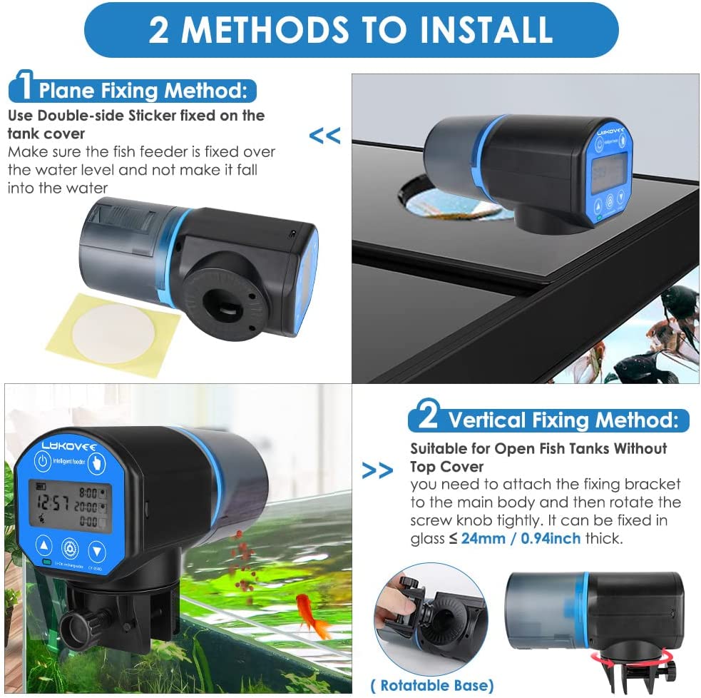 Lukovee Automatic Fish Feeder with Food Dispenser 200ML