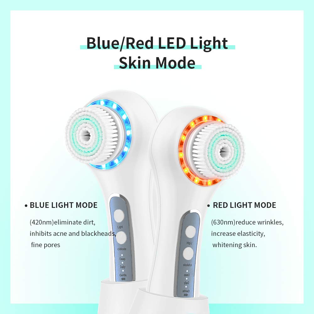 MALKERT Facial Cleansing Brush with 5 Brush Heads, 3 Modes Skin Care Brush Device for Deep Cleansing and Scrubbing, Exfoliating