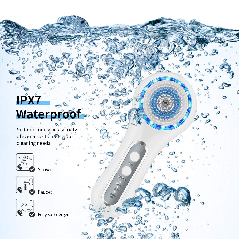 MALKERT Facial Cleansing Brush with 5 Brush Heads, 3 Modes Skin Care Brush Device for Deep Cleansing and Scrubbing, Exfoliating