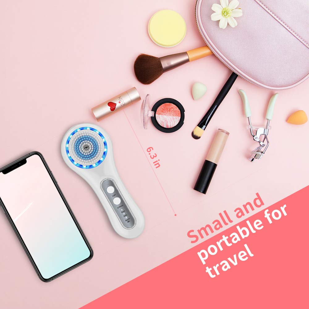 MALKERT Facial Cleansing Brush with 5 Brush Heads, 3 Modes Skin Care Brush Device for Deep Cleansing and Scrubbing, Exfoliating