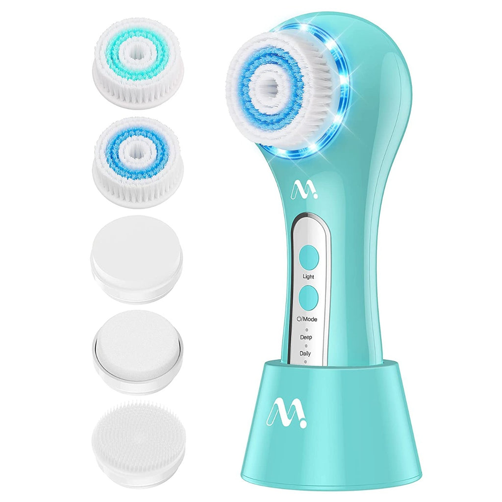 Rechargeable Misiki IPX7 Exfoliating Facial Cleansing Brush with 3 Mode, 5 Brush Head for Exfoliating, Massaging, Removing Blackhead