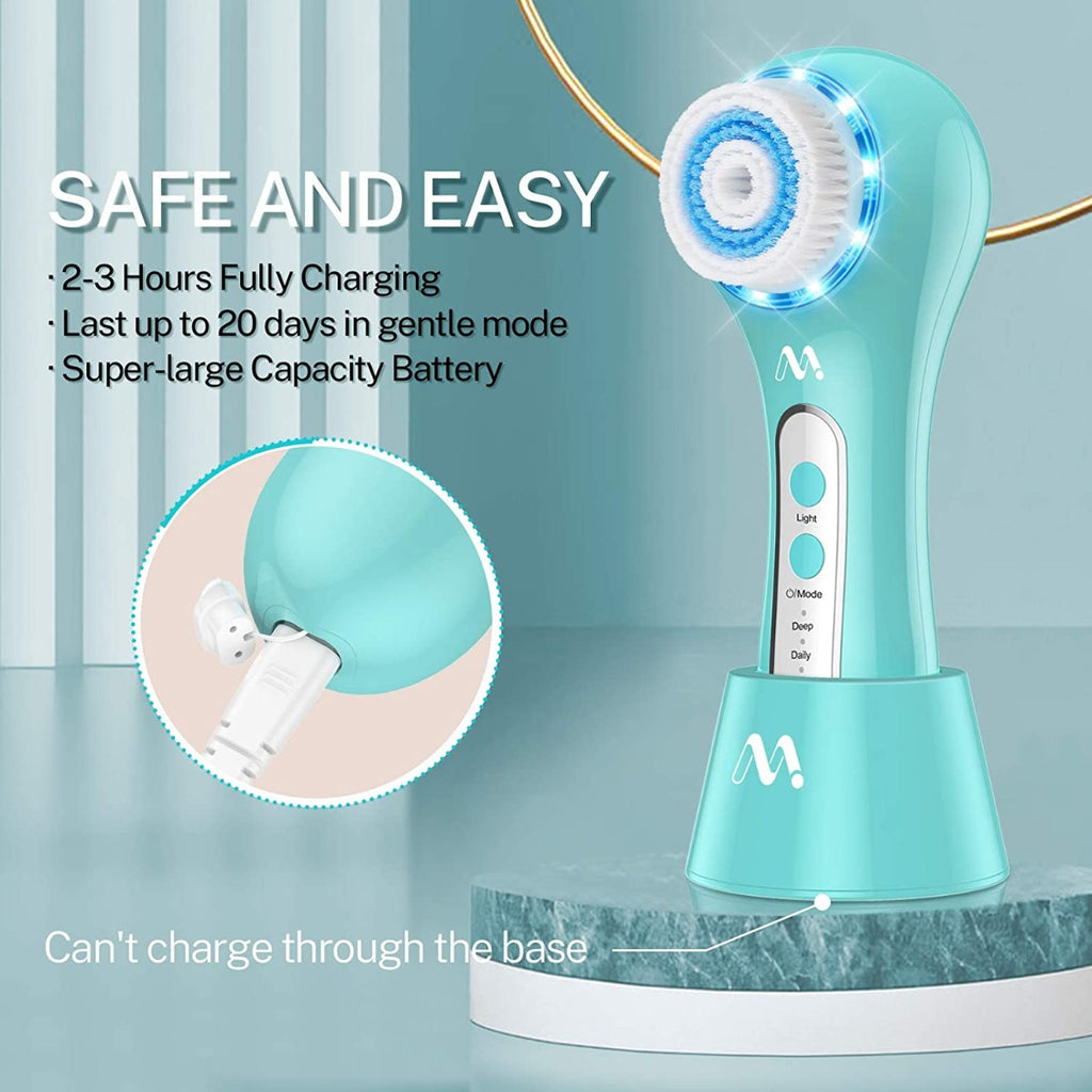 Rechargeable Misiki IPX7 Exfoliating Facial Cleansing Brush with 3 Mode, 5 Brush Head for Exfoliating, Massaging, Removing Blackhead