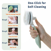 Mollypaws Self Cleaning Grooming Slicker Brush for Cats and Dogs