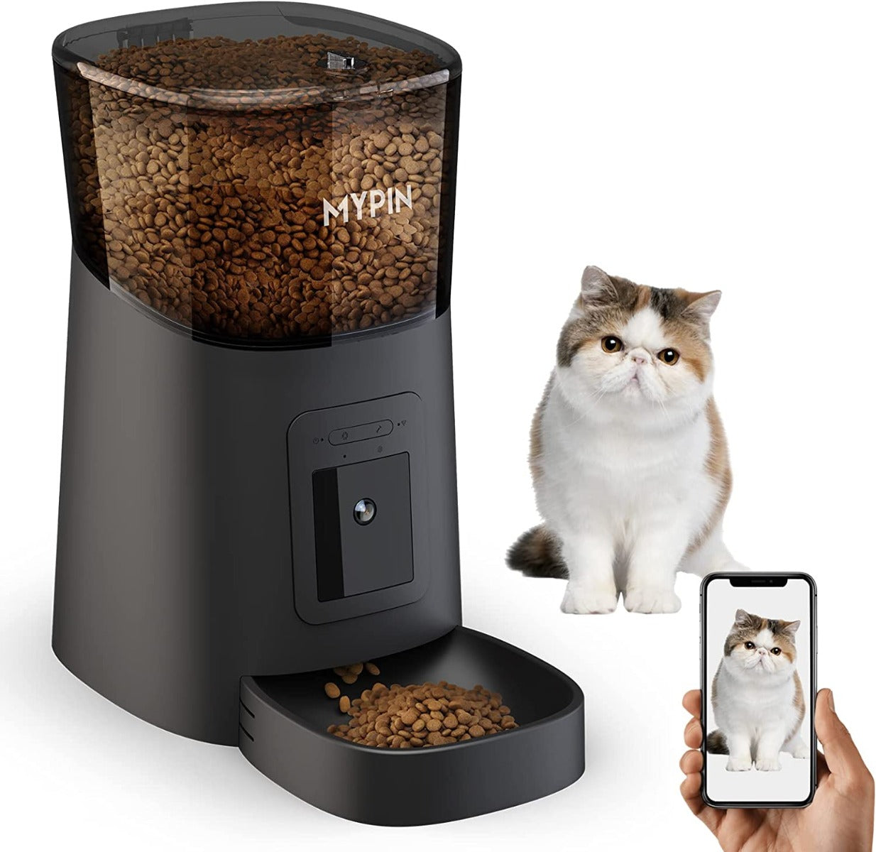 Video Automatic Pet Feeder with Camera 6L 2-Way Audio, Mobile Phone Control, Timed Feeder, Desiccant Bag Up to 8 Meals per Day