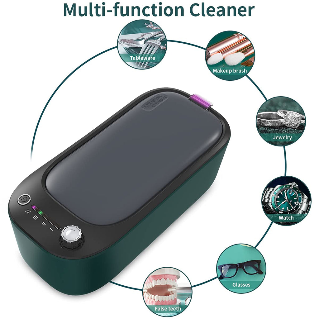 Ultrasonic Portable Jewelry Cleaner Machine for Rings, Watches, Glasses, Jewelry, Diamonds, Coins, Dentures with Basket (400ML, 47KHZ)