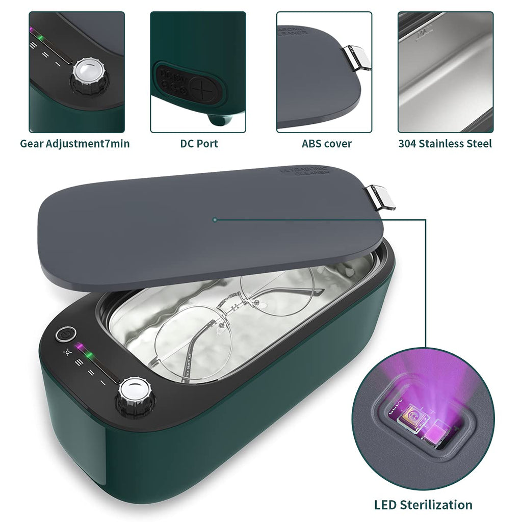 Ultrasonic Portable Jewelry Cleaner Machine for Rings, Watches, Glasses, Jewelry, Diamonds, Coins, Dentures with Basket (400ML, 47KHZ)