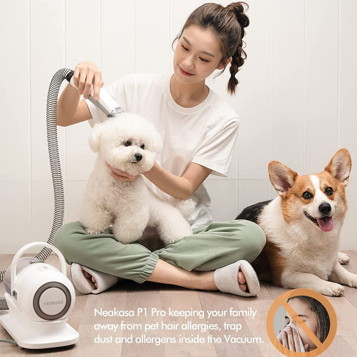 Neakasa by neabot P1 Pro Pet Grooming Kit & Vacuum Suction 99% Pet Hair, Dog Grooming Kit