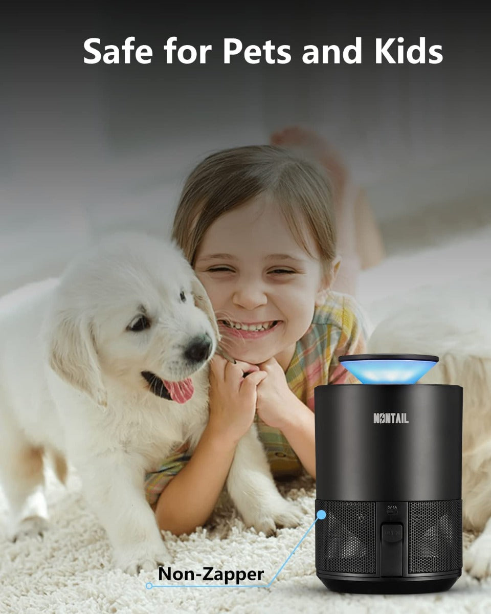 NONTAIL Insect Catcher & Killer for Mosquito/Gnat /Moth/Fruit Flies with UV Light Fan & Sticky Glue