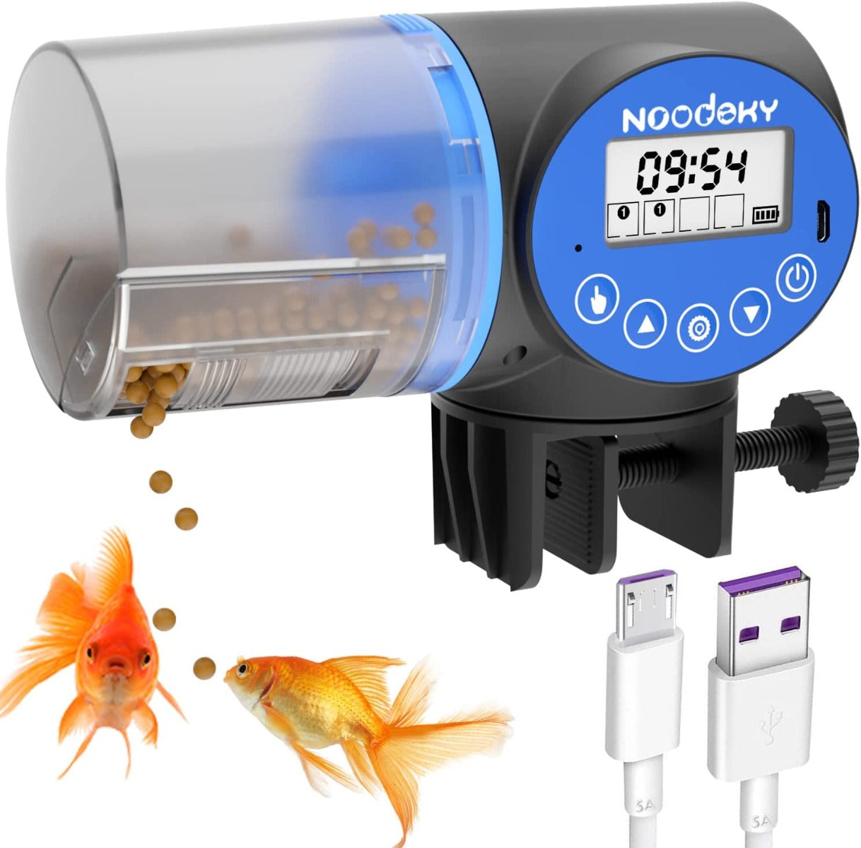 Noodoky USB Charging Automatic Fish Feeder for Aquarium or Small Fish Turtle Tank