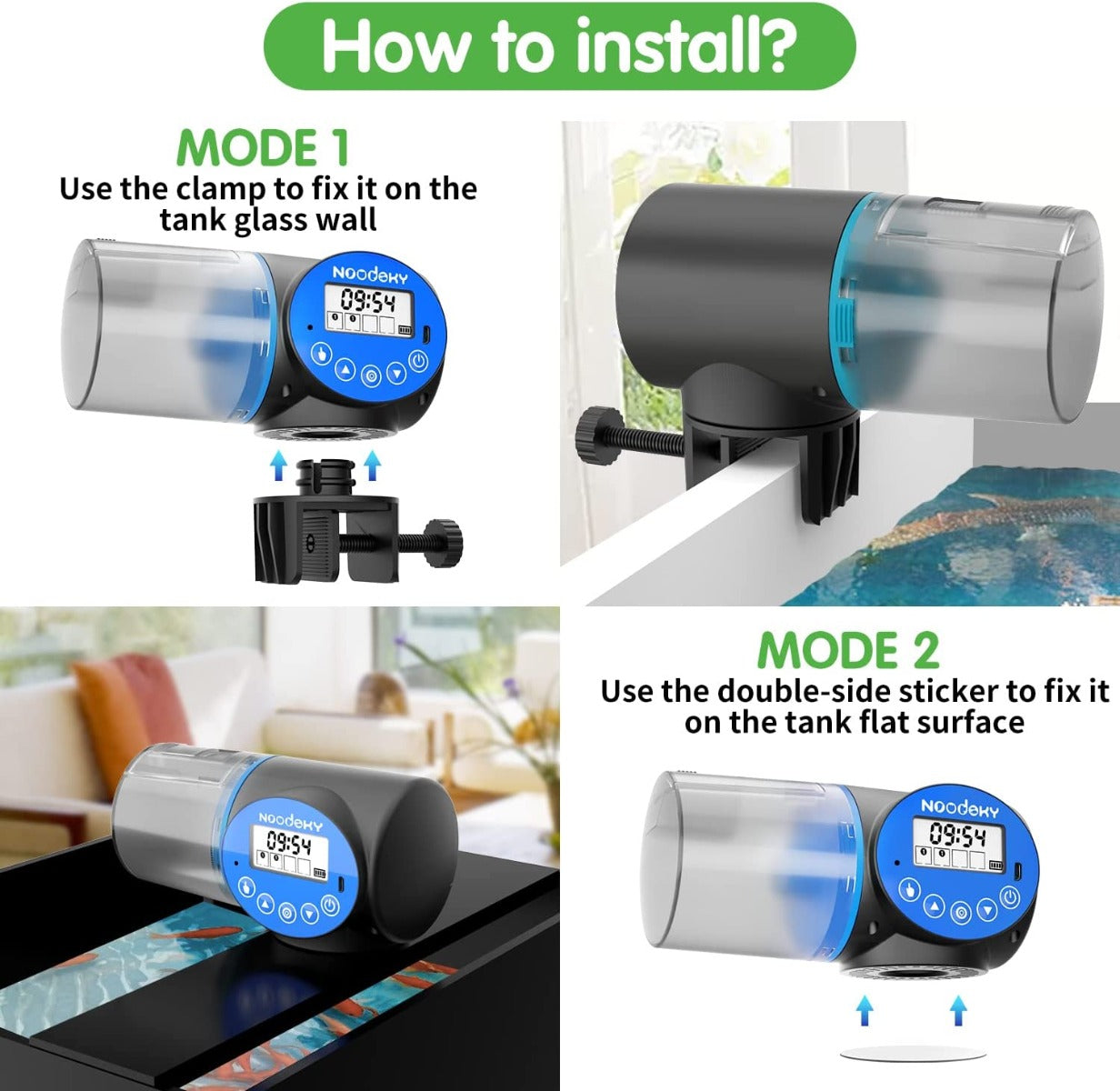 Noodoky USB Charging Automatic Fish Feeder for Aquarium or Small Fish Turtle Tank