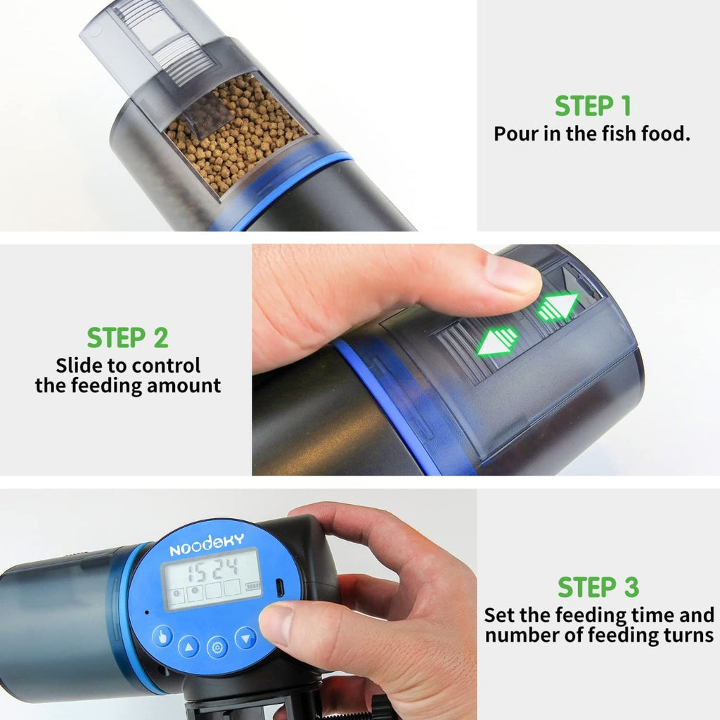 Noodoky USB Charging Automatic Fish Feeder for Aquarium or Small Fish Turtle Tank