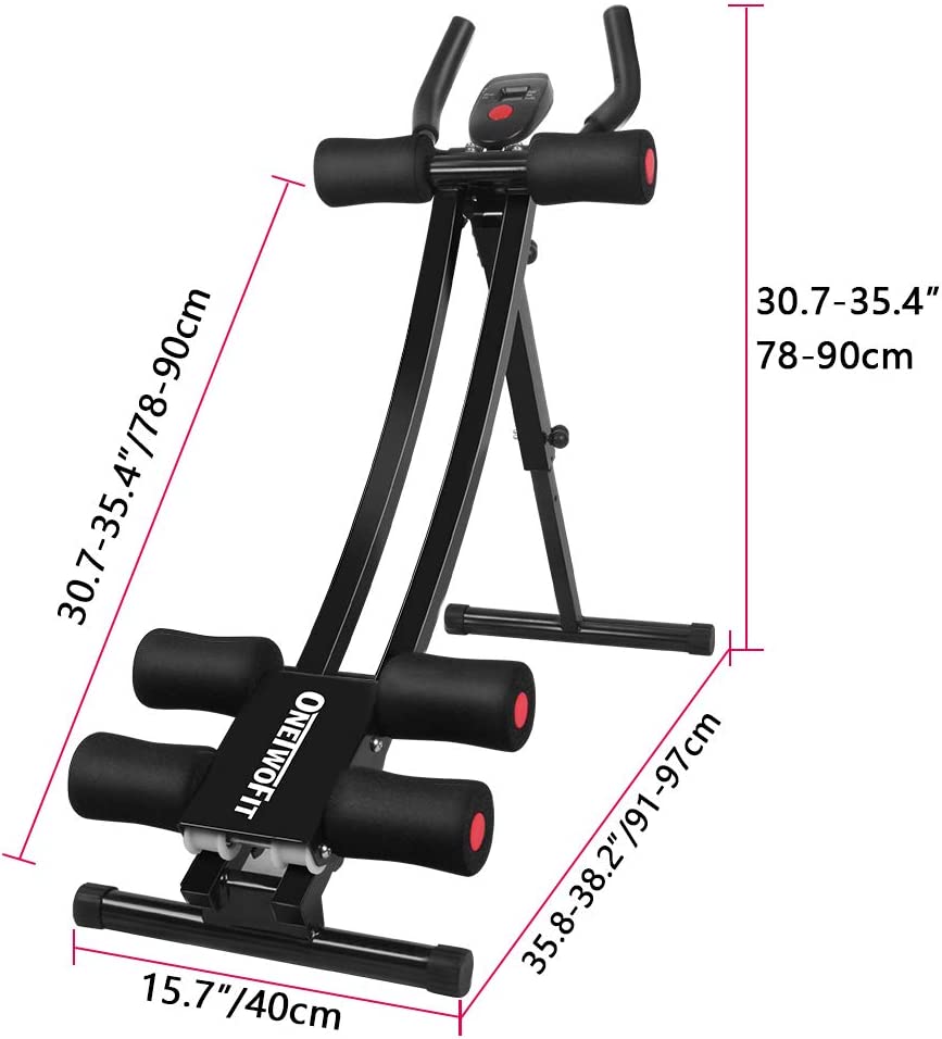 ONETWOFIT Core & Abdominal Trainers Workout Machine with Height Adjustable & LCD Display OT129