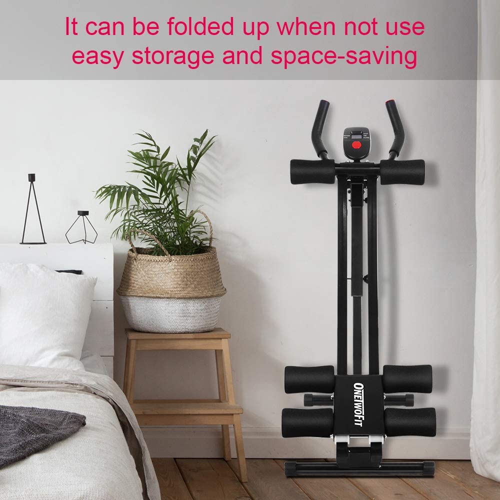 ONETWOFIT Core & Abdominal Trainers Workout Machine with Height Adjustable & LCD Display OT129