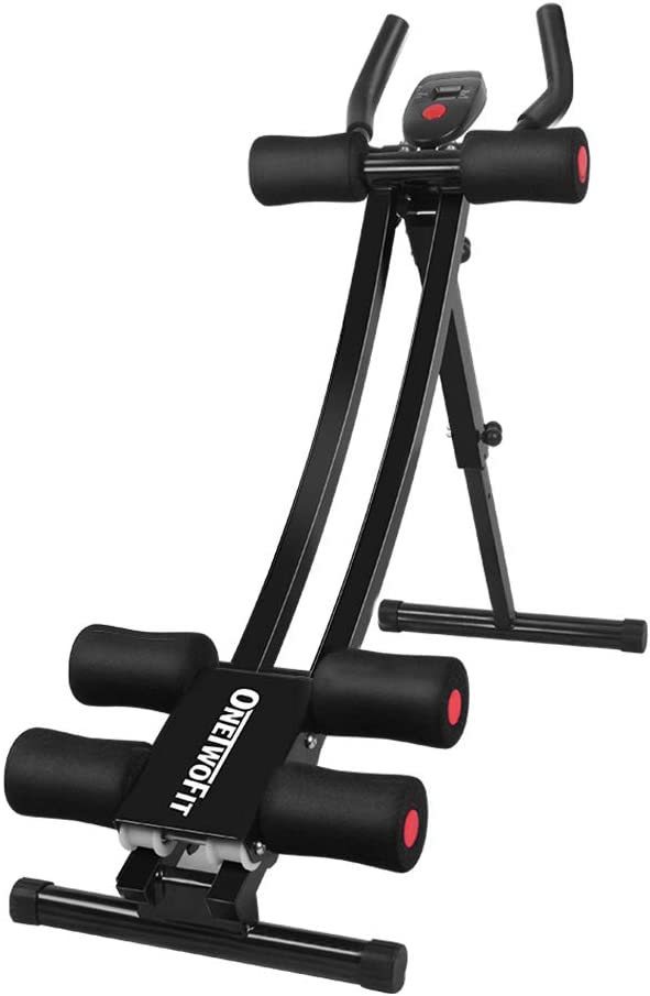 ONETWOFIT Core & Abdominal Trainers Workout Machine with Height Adjustable & LCD Display OT129