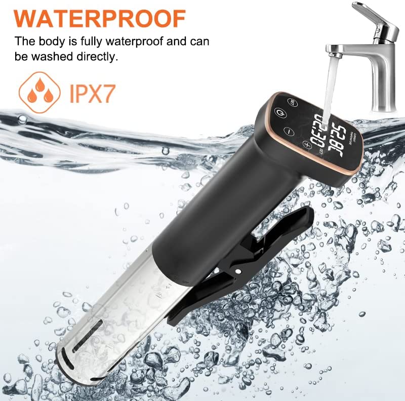 OOIIOR Sous Vide Cooker, 1100W IPX7 Waterproof with Digital Timer & Temperature Control