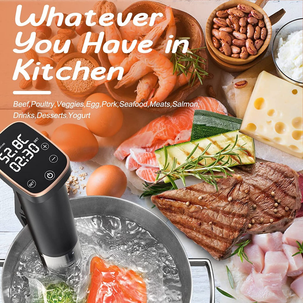 OOIIOR Sous Vide Cooker, 1100W IPX7 Waterproof with Digital Timer & Temperature Control