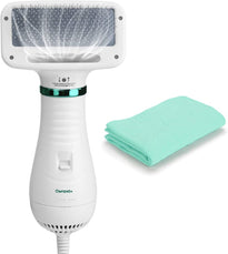 Ownpets 2 in 1 Quiet Portable Pet Hair Dryer with Slicker Brush, Adjustable Temperature & Fast-Drying Towel