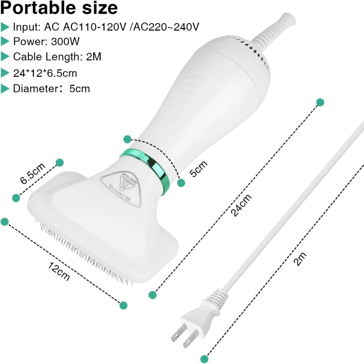 Ownpets 2 in 1 Quiet Portable Pet Hair Dryer with Slicker Brush, Adjustable Temperature & Fast-Drying Towel