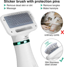 Ownpets 2 in 1 Quiet Portable Pet Hair Dryer with Slicker Brush, Adjustable Temperature & Fast-Drying Towel