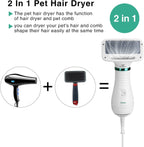 Ownpets 2 in 1 Quiet Portable Pet Hair Dryer with Slicker Brush, Adjustable Temperature & Fast-Drying Towel