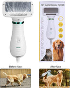 Ownpets 2 in 1 Quiet Portable Pet Hair Dryer with Slicker Brush, Adjustable Temperature & Fast-Drying Towel