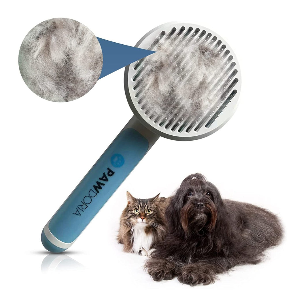 Pawdoria Self Cleaning Grooming Slicker Brush for Cats and Dogs