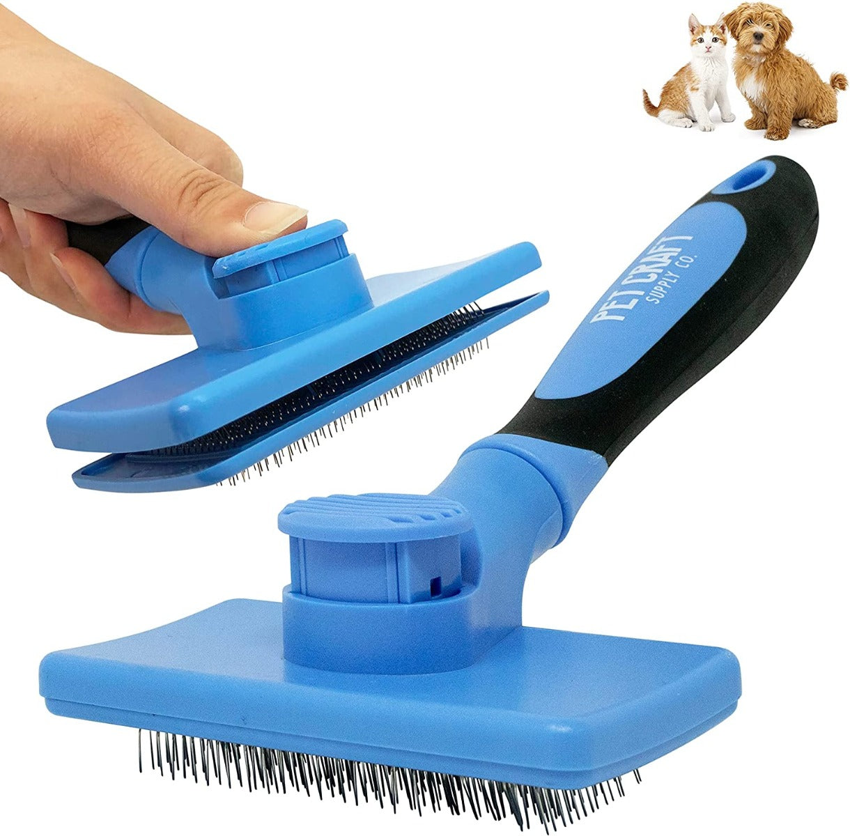 Pet Craft Supply Self Cleaning Grooming Slicker Brush for Cats and Dogs