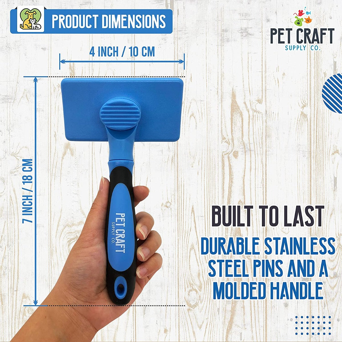 Pet Craft Supply Self Cleaning Grooming Slicker Brush for Cats and Dogs