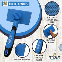 Pet Craft Supply Self Cleaning Grooming Slicker Brush for Cats and Dogs