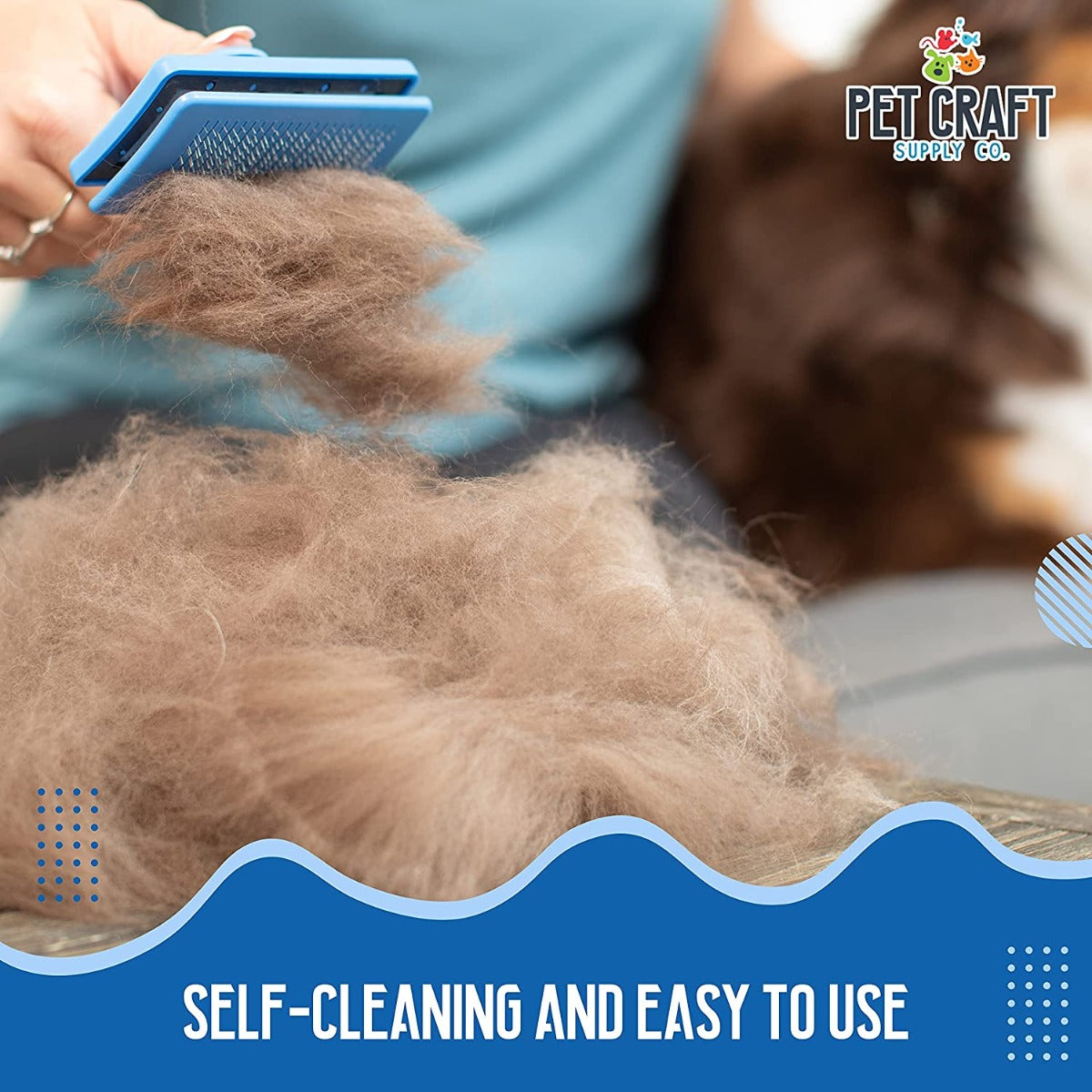 Pet Craft Supply Self Cleaning Grooming Slicker Brush for Cats and Dogs