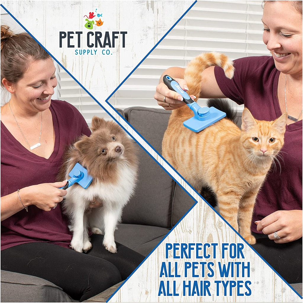 Pet Craft Supply Self Cleaning Grooming Slicker Brush for Cats and Dogs