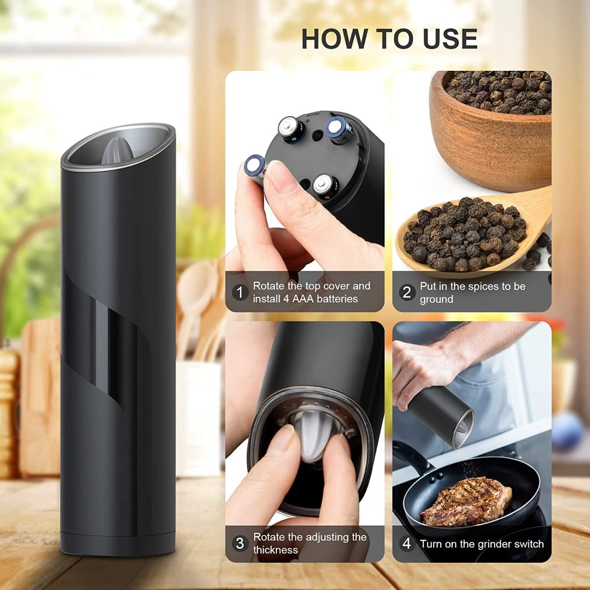 COKUNST Electric Salt and Pepper Grinder Set