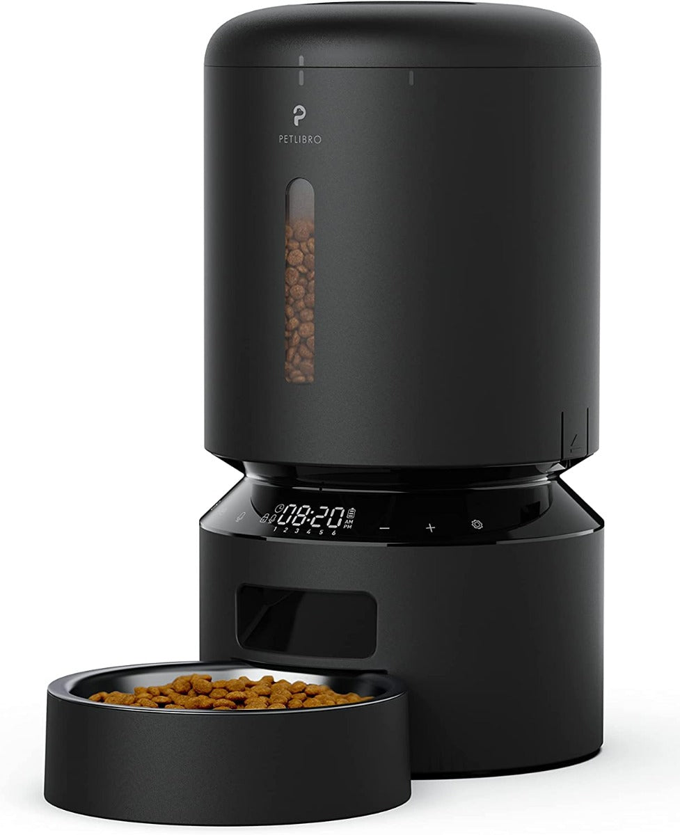 PETLIBRO Automatic Cat Feeder with Stainless Steel Bowl & Twist Lock Lid, Up to 50 Portions 6 Meals Per Day, Granary for Small/Medium Pets