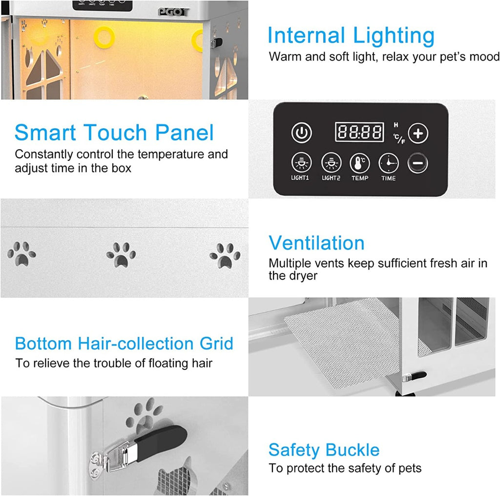 PGOT Fully Automatic Pet Hair Dryer for Small Medium Dog and Cat