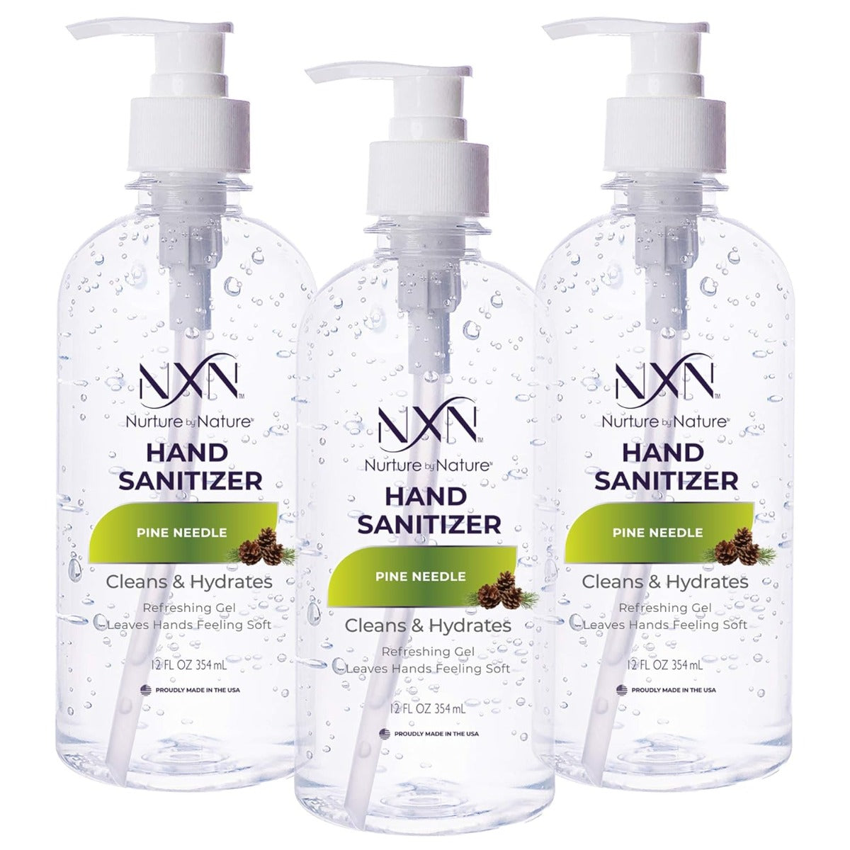 NxN Beauty Advanced Hand Sanitizer Refreshing Gel, with 70% Alcohol, 36 Total FL OZ - 3 Pack of 12 OZ (354ml Each)