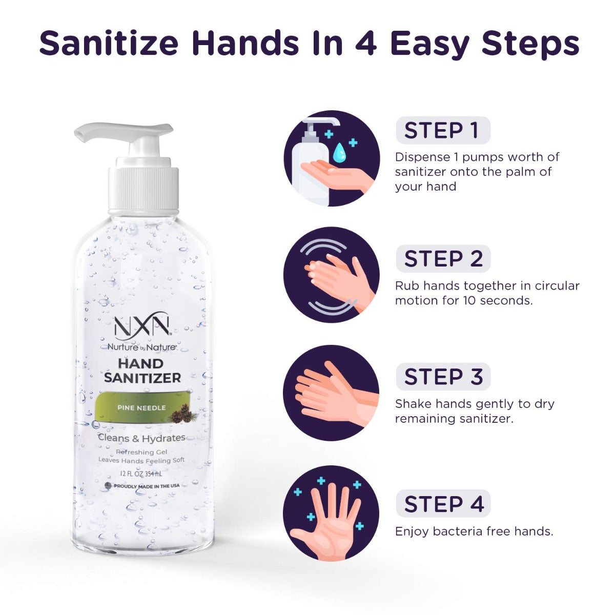 NxN Beauty Advanced Hand Sanitizer Refreshing Gel, with 70% Alcohol, 36 Total FL OZ - 3 Pack of 12 OZ (354ml Each)