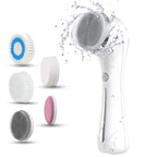 Facial Cleansing Brush with Dual Back Face Massage, 5 Different Brush Heads for Deep Cleansing, Gentle Exfoliating, Removing Blackhead and Massaging