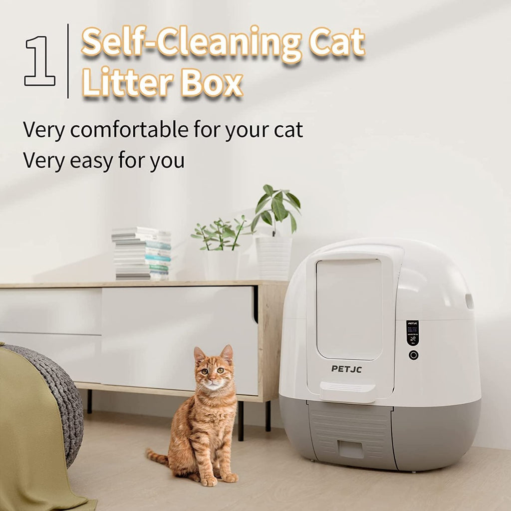 PETJC Automatic Self-Cleaning Cat Litter Box APP Control , Ozone Deodorization for Multiple Cats
