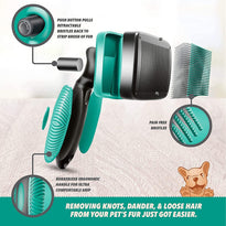 Ruff 'N Ruffus Dog & Cat Self-Cleaning Brush for Shedding and Grooming