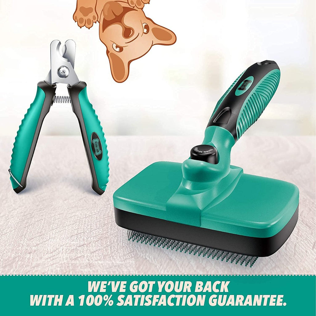 Ruff 'N Ruffus Dog & Cat Self-Cleaning Brush for Shedding and Grooming