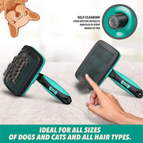 Ruff 'N Ruffus Dog & Cat Self-Cleaning Brush for Shedding and Grooming