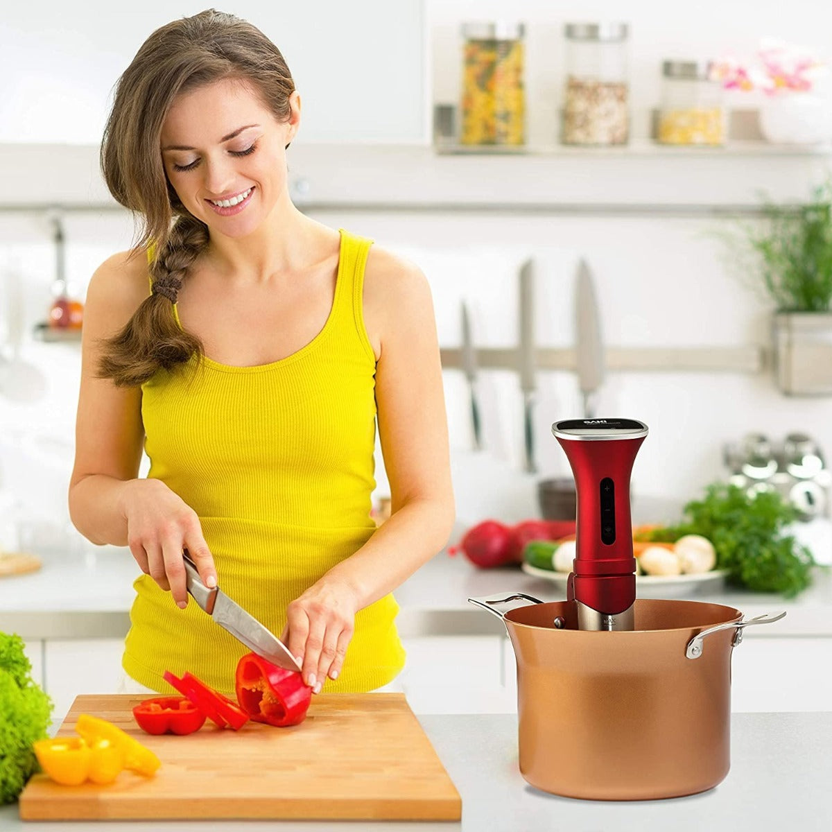 SAKI Sous Vide Stainless-Steel Cooker, 1100 Watts with Digital Display, Temperature and Timer for Cooking