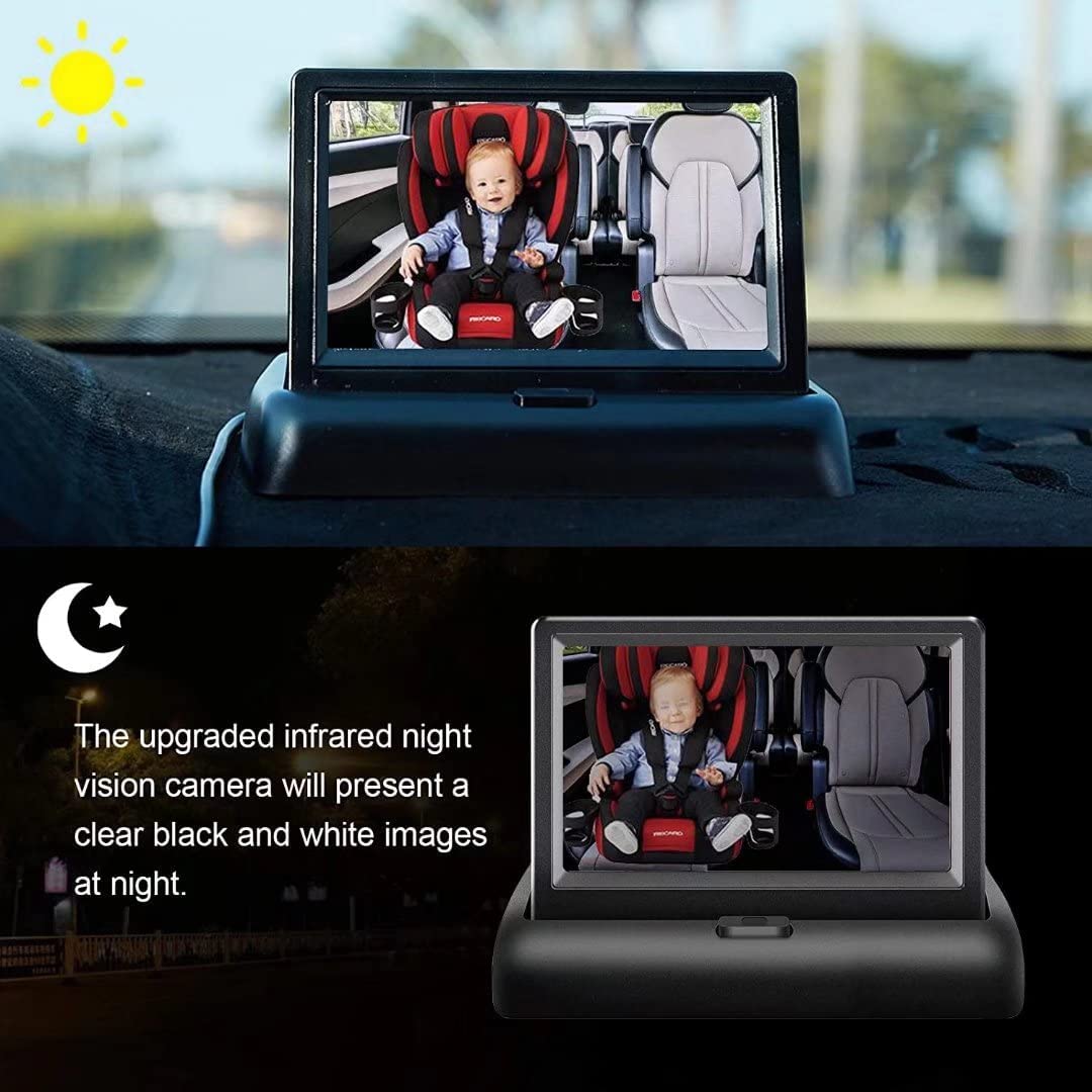 SAMFIWI Baby Car Camera with Infrared Night Vision Best Baby Monitor and Seat Rear Facing