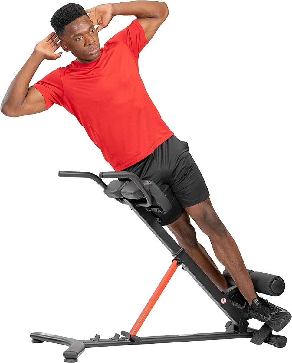 Sunny Health & Fitness Hyperextension Roman Chair with Dip Station - SF-BH620062, Black
