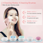 Rechargeable Facial Cleansing Brush, Blackhead Remover Vacuum with LCD Screen,IPX7 Waterproof 3 in 1 Facial Cleaner for Exfoliating (Pink)
